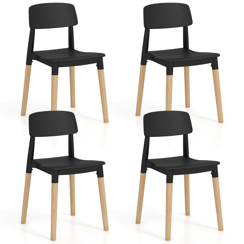 *Modern Dining Side Chairs Set of 4 with Ergonomic Backrest for Dining Room - Black