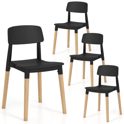 *Modern Dining Side Chairs Set of 4 with Ergonomic Backrest for Dining Room - Black