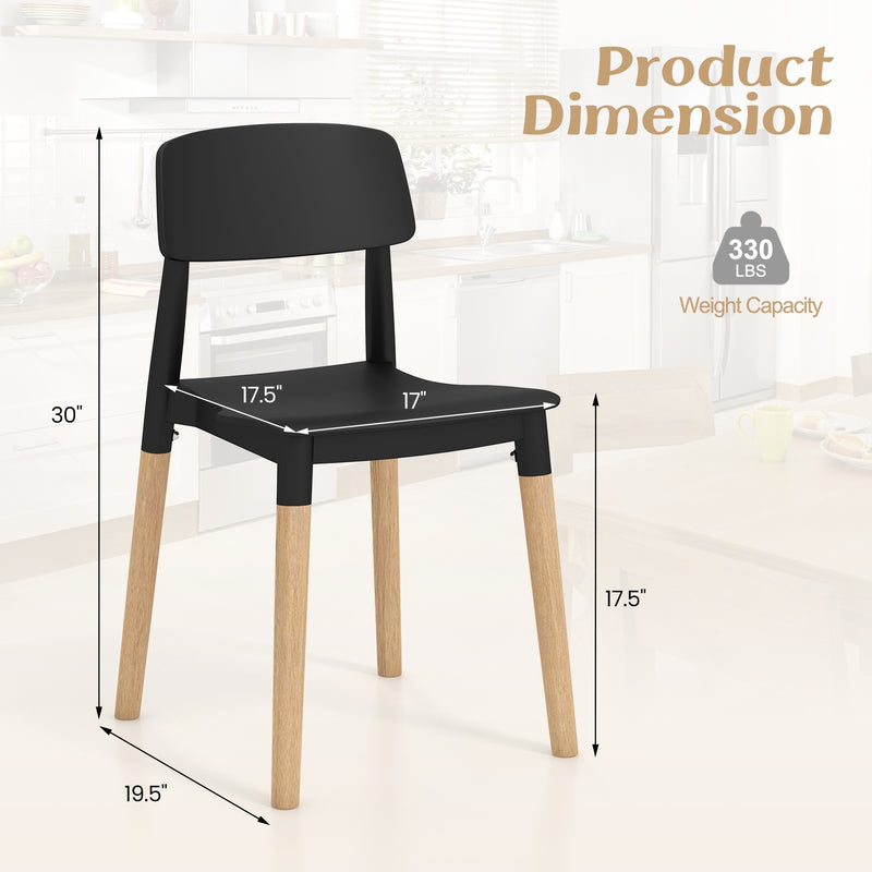 *Modern Dining Side Chairs Set of 4 with Ergonomic Backrest for Dining Room - Black