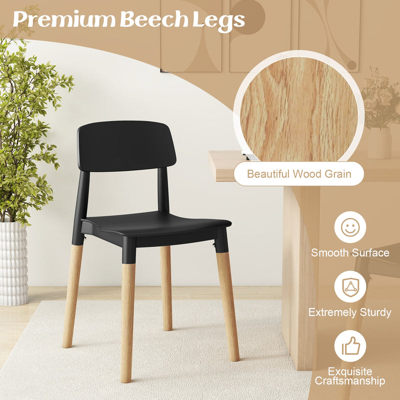*Modern Dining Side Chairs Set of 4 with Ergonomic Backrest for Dining Room - Black