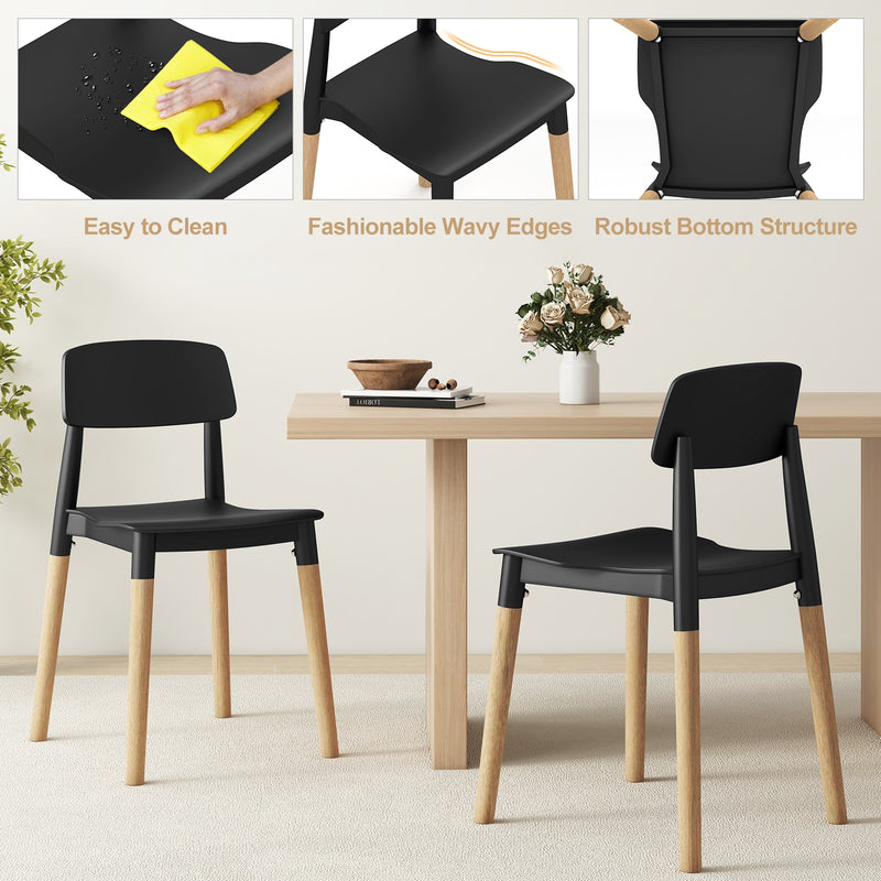 *Modern Dining Side Chairs Set of 4 with Ergonomic Backrest for Dining Room - Black