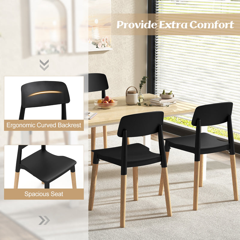*Modern Dining Side Chairs Set of 4 with Ergonomic Backrest for Dining Room - Black