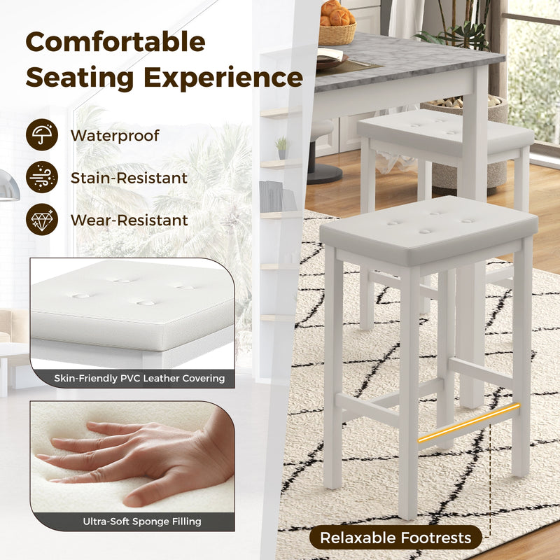 5-Piece Bar Table Set Counter-Height Dining Table and 4 Bar Stools-White