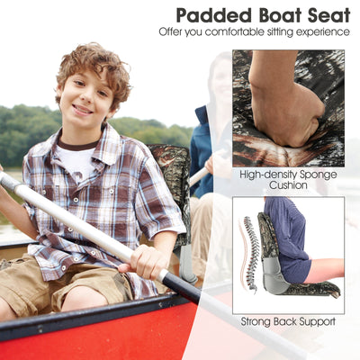 *Low Back Folding Padded Boat Seat with 4 Bolts for Outdoor Adventures - Camouflage