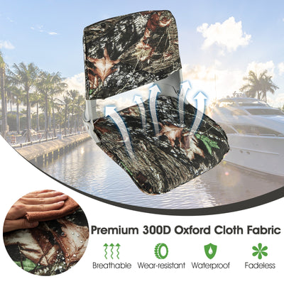 *Low Back Folding Padded Boat Seat with 4 Bolts for Outdoor Adventures - Camouflage