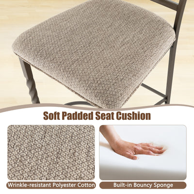 Set of 2 25 inches Bar Stools with Rust-proof Metal Frame and Soft Sponge Seat-Brown