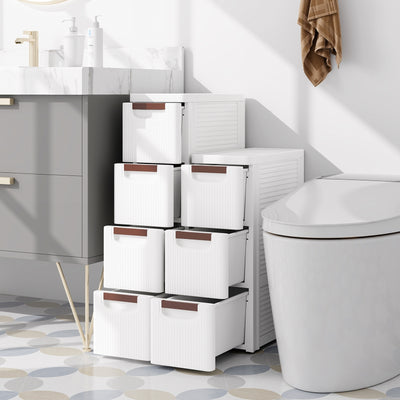 3/4/5/6-Drawer Rolling Organizer Unit Narrow Storage Cabinet with Built-In Wheels for Small Space-3-Drawer