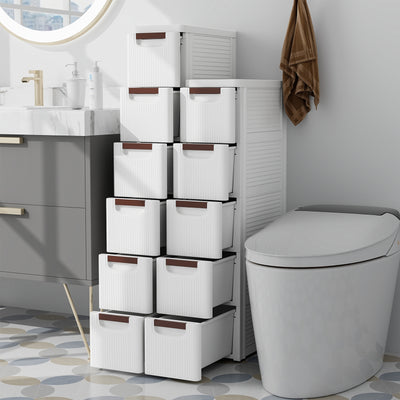 3/4/5/6-Drawer Rolling Organizer Unit Narrow Storage Cabinet with Built-In Wheels for Small Space-6-Drawer