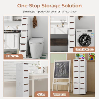 3/4/5/6-Drawer Rolling Organizer Unit Narrow Storage Cabinet with Built-In Wheels for Small Space-6-Drawer