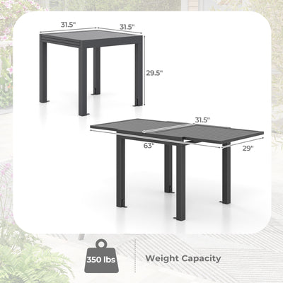 Expandable Patio Dining Table for 4-6 People-Grey