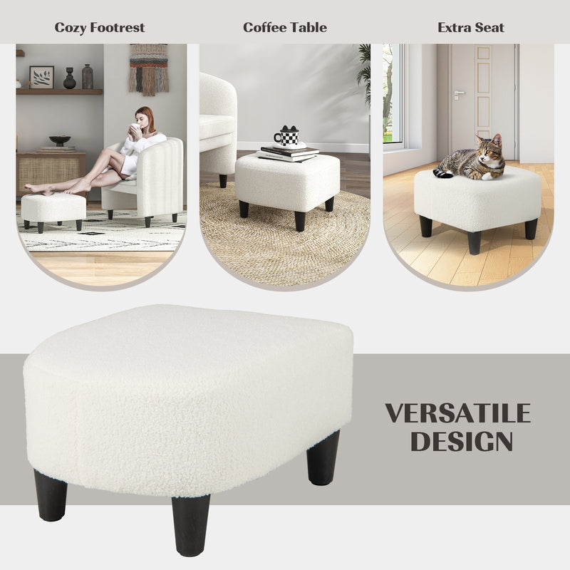 *Modern Upholstered Barrel Teddy Velvet Chair with Ottoman - Beige