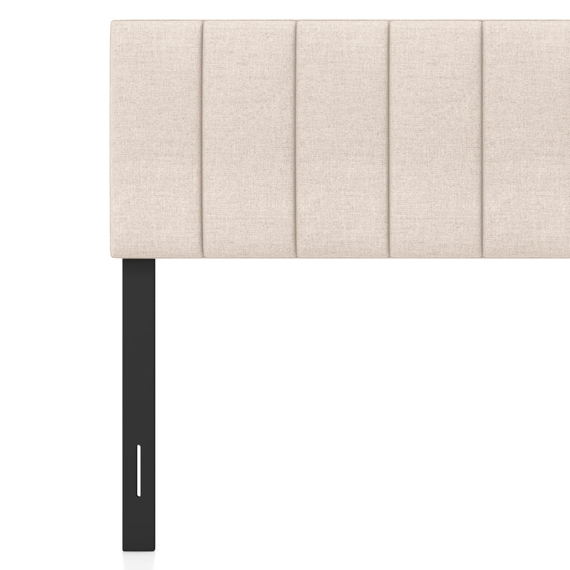 Linen Upholstered Headboard with Solid Wood Legs and Adjustable Width-Beige
