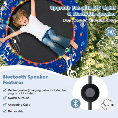 *36 Inch Mini Trampoline with Colorful LED Lights and Bluetooth Speaker - Blue