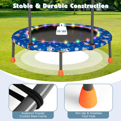 *36 Inch Mini Trampoline with Colorful LED Lights and Bluetooth Speaker - Blue