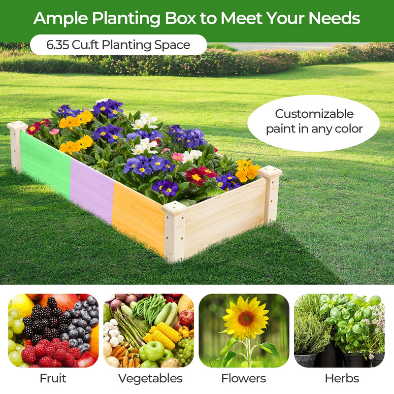 Raised Garden Bed Fir Wood Wooden Square Wood Planter Box for Garden