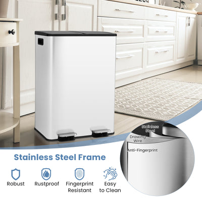 2 x 8 Gal Dual Compartment Trash Can-White