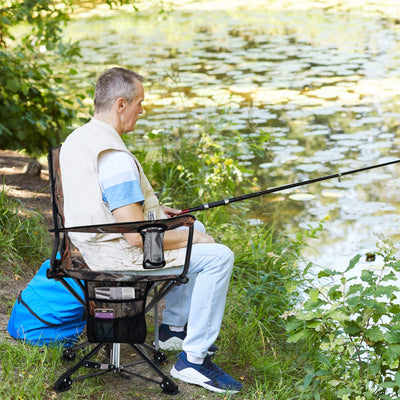 *360° Swivel Hunting Chair Portable Foldable Hunting Chair with Mesh Cup Holder and Storage Pockets - Camouflage