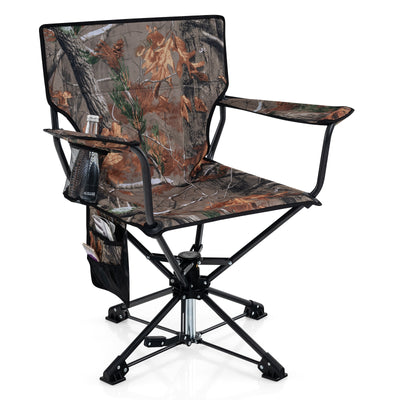 *360° Swivel Hunting Chair Portable Foldable Hunting Chair with Mesh Cup Holder and Storage Pockets - Camouflage
