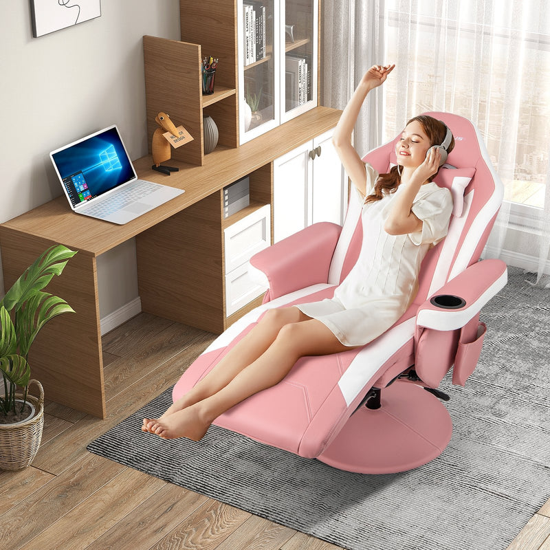 *Massage Video Gaming Recliner Chair with Adjustable Height - Pink