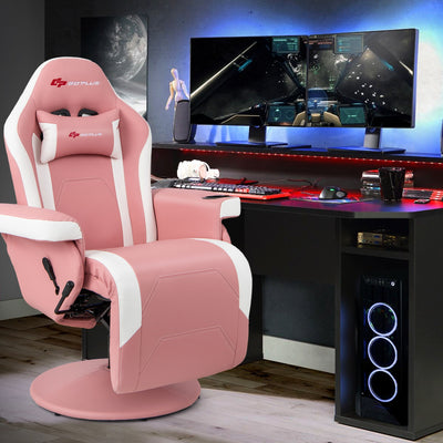*Massage Video Gaming Recliner Chair with Adjustable Height - Pink