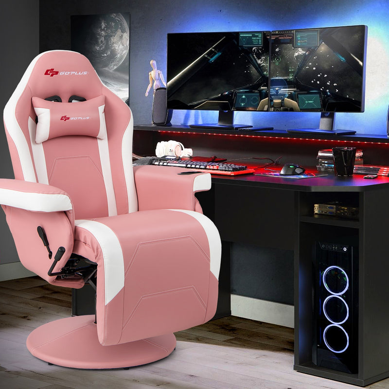 *Massage Video Gaming Recliner Chair with Adjustable Height - Pink