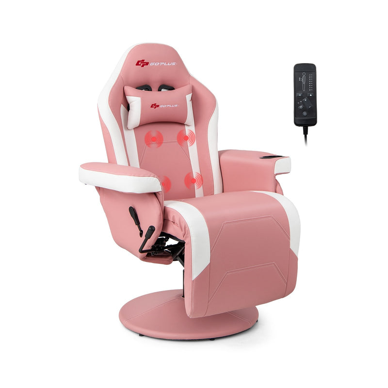 *Massage Video Gaming Recliner Chair with Adjustable Height - Pink