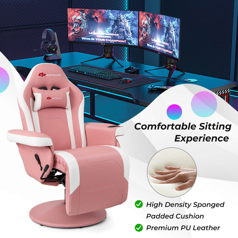 *Massage Video Gaming Recliner Chair with Adjustable Height - Pink