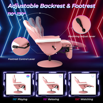 *Massage Video Gaming Recliner Chair with Adjustable Height - Pink