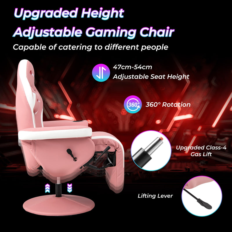 *Massage Video Gaming Recliner Chair with Adjustable Height - Pink