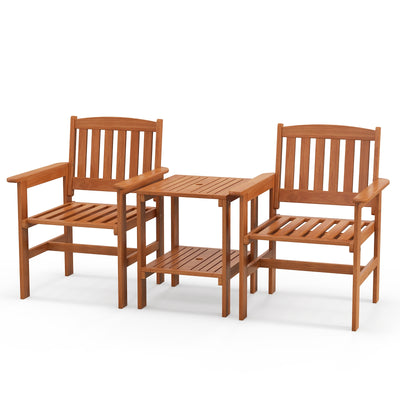 3 Piece Patio Bistro Table and Chairs Set with Umbrella Hole