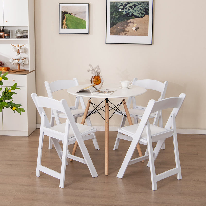 *4 Pack Resin Folding Chairs with Padded Seat - White
