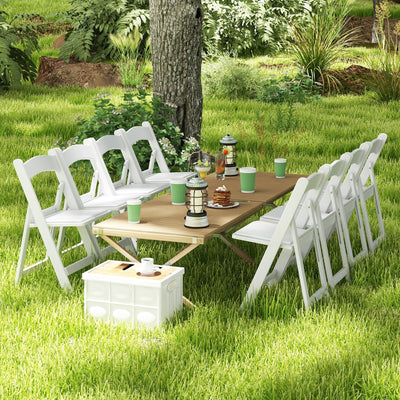 *4 Pack Resin Folding Chairs with Padded Seat - White