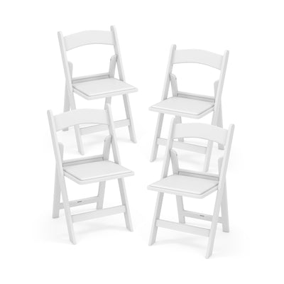 *4 Pack Resin Folding Chairs with Padded Seat - White