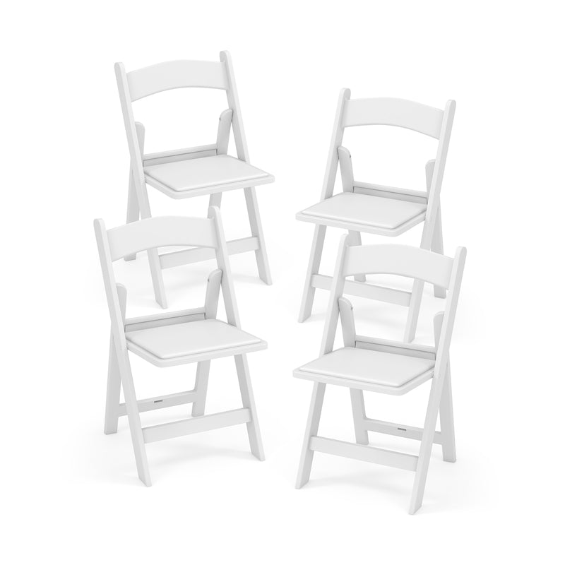 *4 Pack Resin Folding Chairs with Padded Seat - White