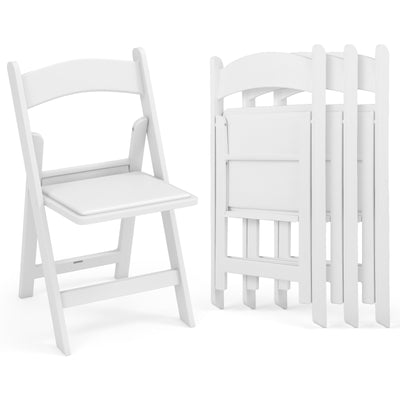*4 Pack Resin Folding Chairs with Padded Seat - White