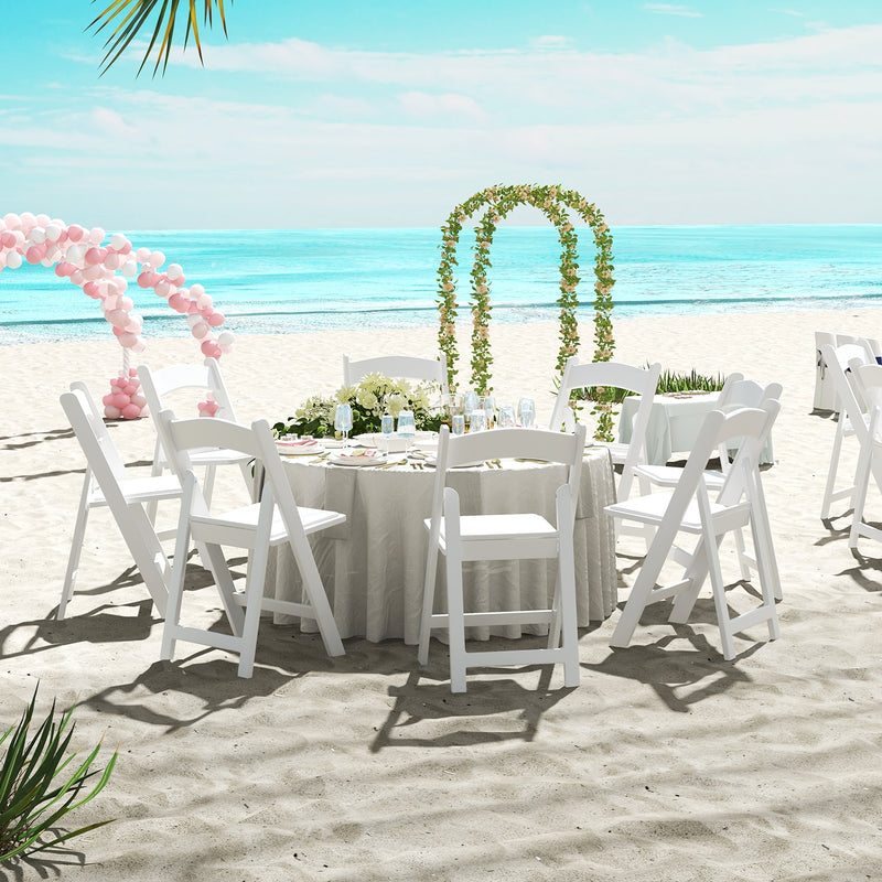 *4 Pack Resin Folding Chairs with Padded Seat - White