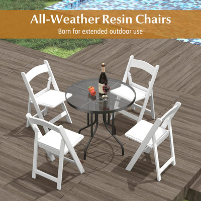 *4 Pack Resin Folding Chairs with Padded Seat - White