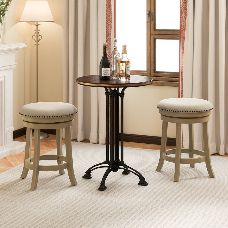 *24/26 Inches Swivel Bar Stools Set of 2 wIth Wooden Frame - 24 inches