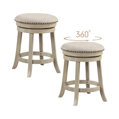 *24/26 Inches Swivel Bar Stools Set of 2 wIth Wooden Frame - 24 inches