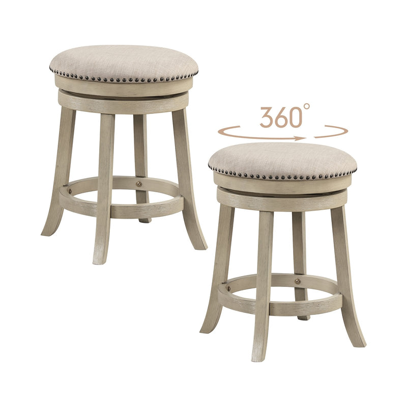 *24/26 Inches Swivel Bar Stools Set of 2 wIth Wooden Frame - 24 inches