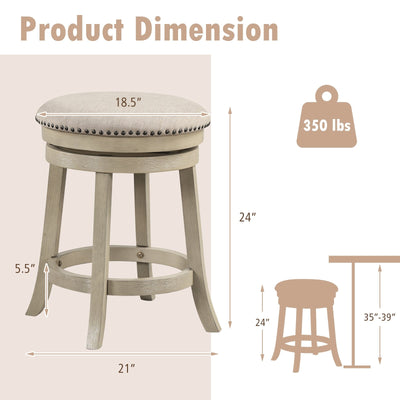 *24/26 Inches Swivel Bar Stools Set of 2 wIth Wooden Frame - 24 inches