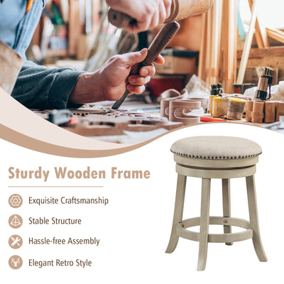 *24/26 Inches Swivel Bar Stools Set of 2 wIth Wooden Frame - 24 inches