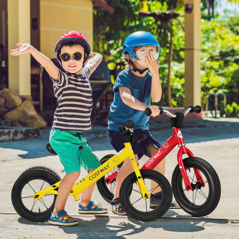 *12 Inch Toddler Balance Bike with Height Adjustable Handlebar and Seat - Red
