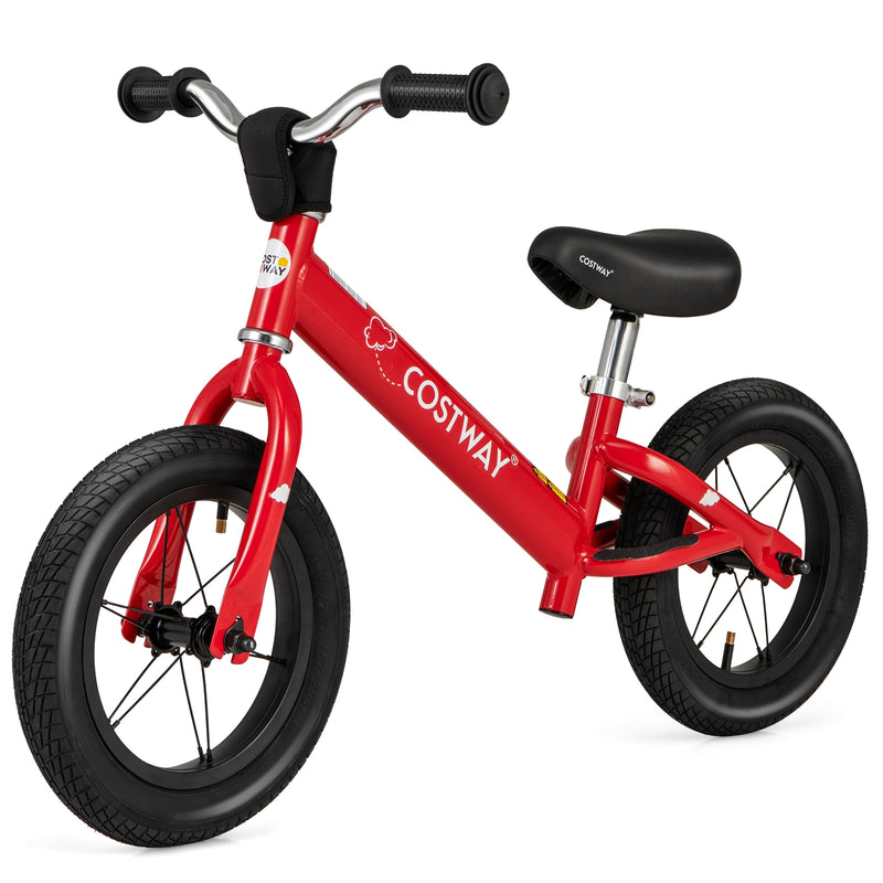 *12 Inch Toddler Balance Bike with Height Adjustable Handlebar and Seat - Red