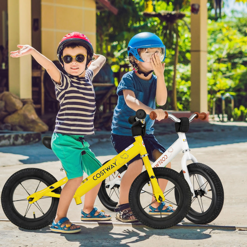 *12 Inch Toddler Balance Bike with Height Adjustable Handlebar and Seat - White