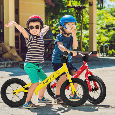 *12 Inch Toddler Balance Bike with Height Adjustable Handlebar and Seat - Yellow