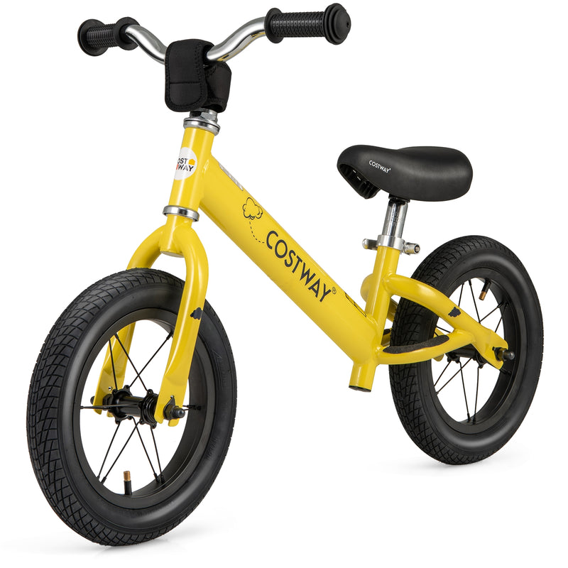 *12 Inch Toddler Balance Bike with Height Adjustable Handlebar and Seat - Yellow