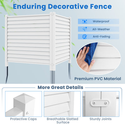 44 x 45 Inch Vinyl Picket Fence Panels with Metal Ground Stakes-White