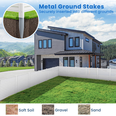 44 x 45 Inch Vinyl Picket Fence Panels with Metal Ground Stakes-White