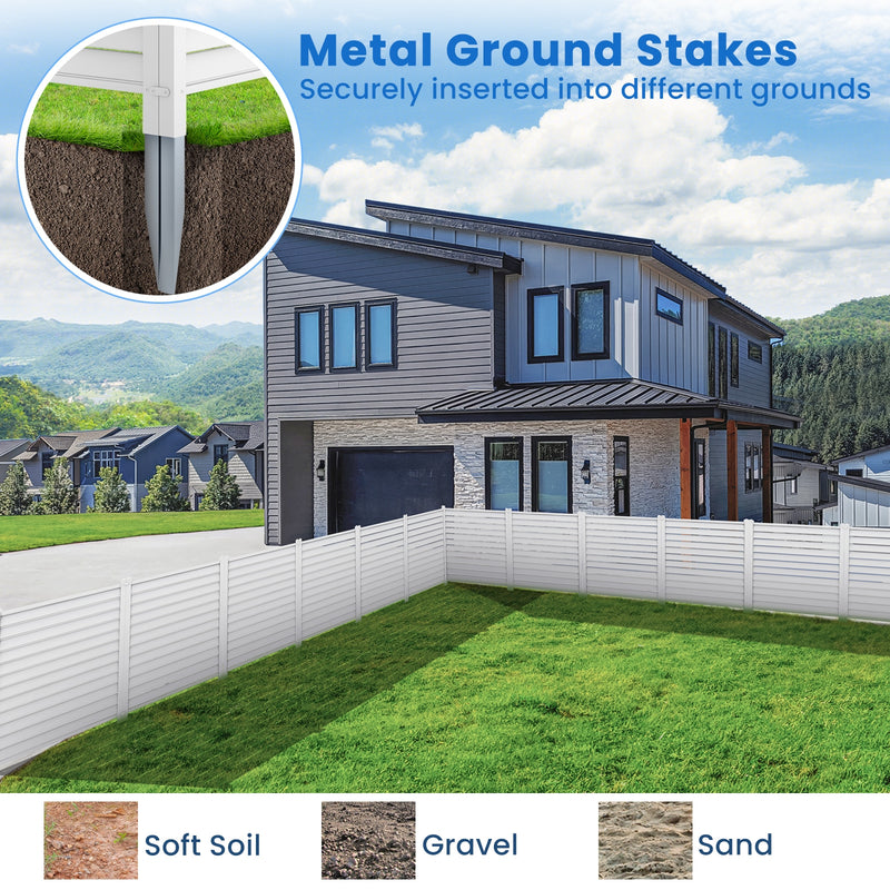 44 x 45 Inch Vinyl Picket Fence Panels with Metal Ground Stakes-White